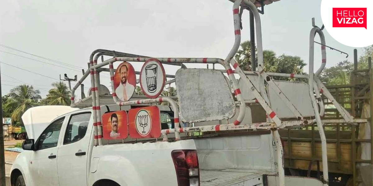 Political Parties Prepare Custom Campaign Vehicles Ahead of Local Body Elections in Vizag