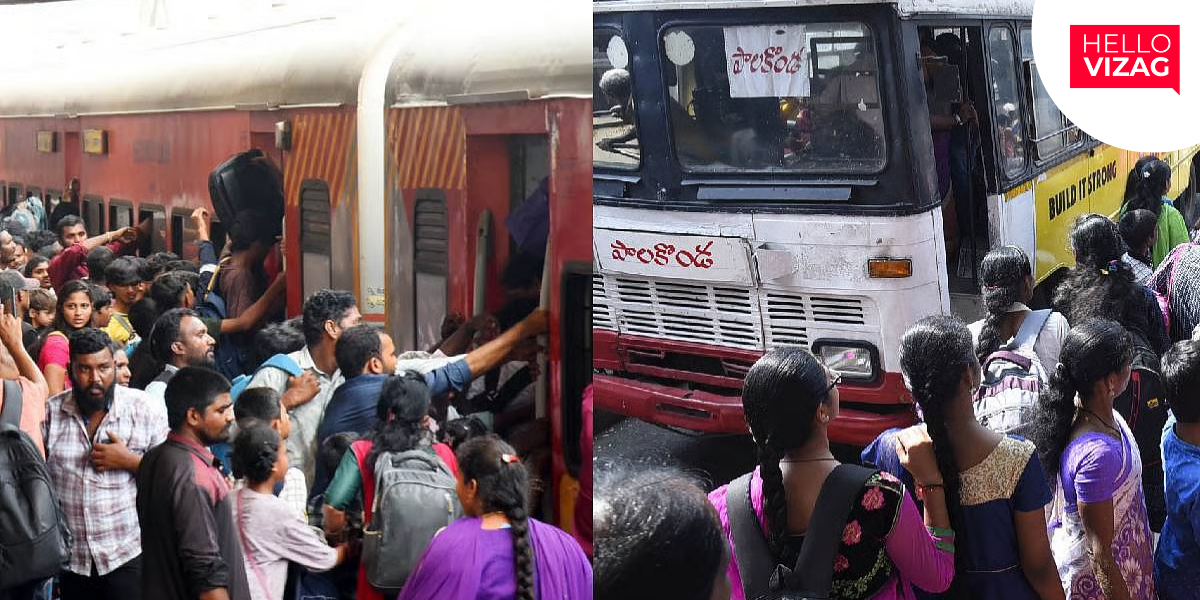Dasara Festive Rush Crowds Vizag Railway and Bus Stations