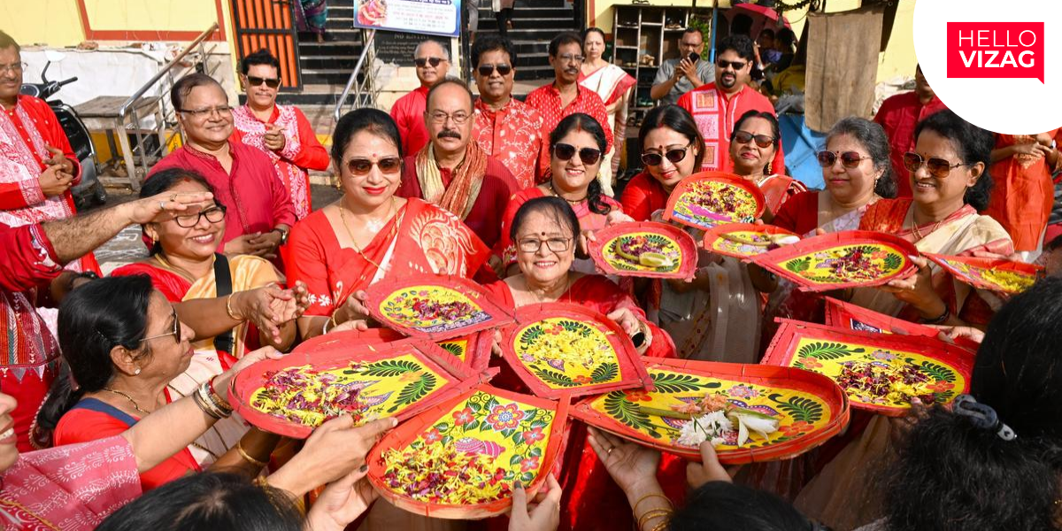 Visakhapatnam’s Bengali Community Welcomes Goddess Durga with Traditional Prabhat Pheri