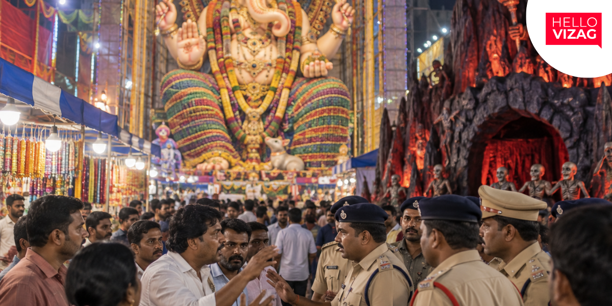 Tension Prevails at One-Crore-Bangles Ganesh Pandal in Gajuwaka
