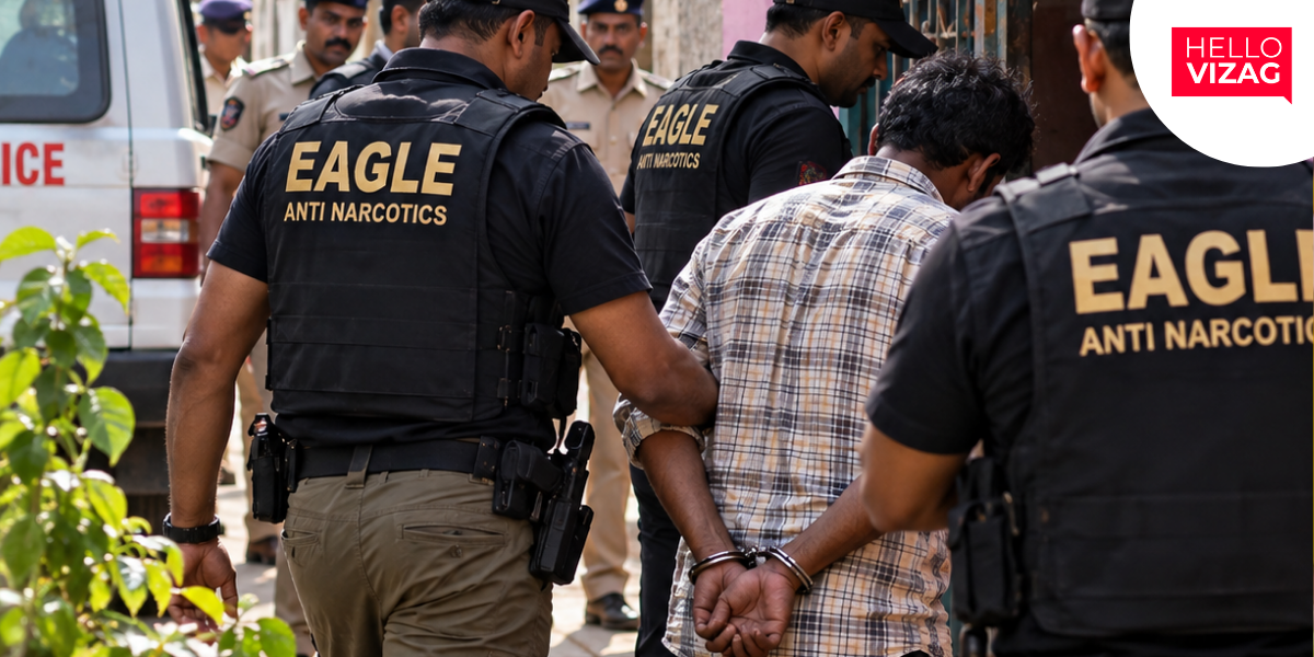 EAGLE Raids Ganja Hotspot in Kancharapalem, One Nabbed