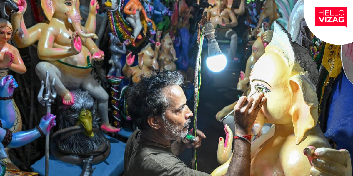 From Bengal to Vizag: Idolmakers Shape Ganesha Idols Ahead of Ganesh Chaturthi