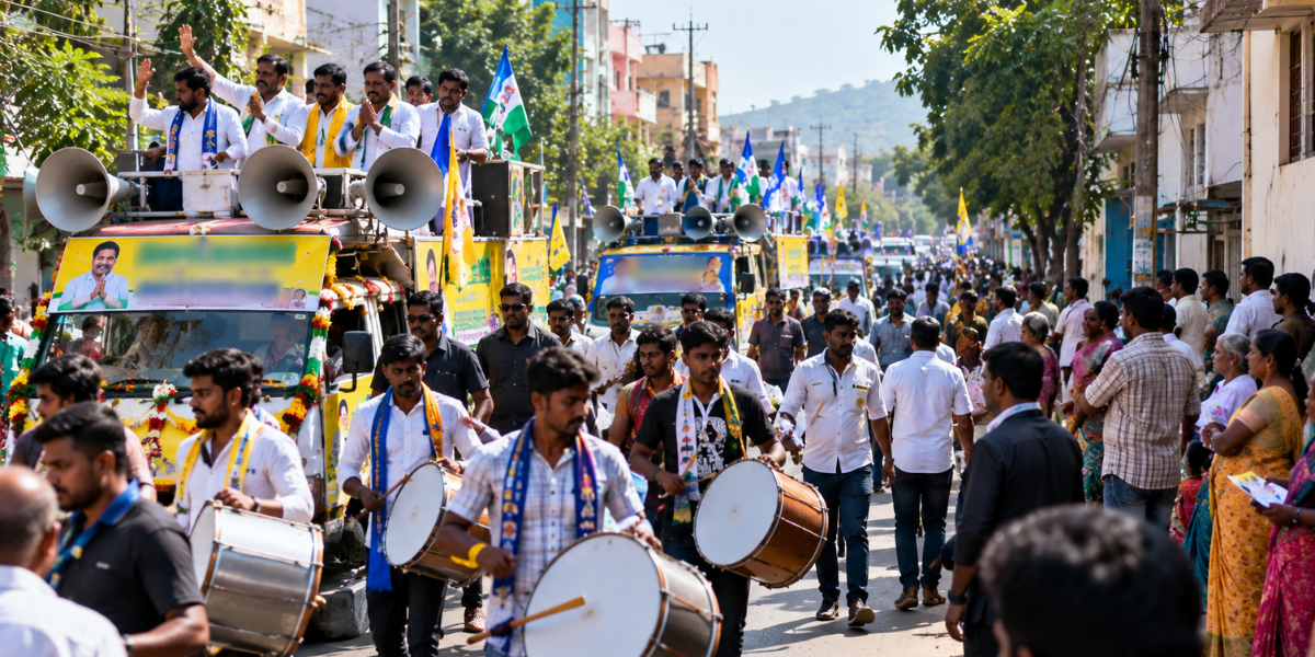 Campaign Songs and Roadshows Fill Visakhapatnam Streets Ahead of Civic Polls
